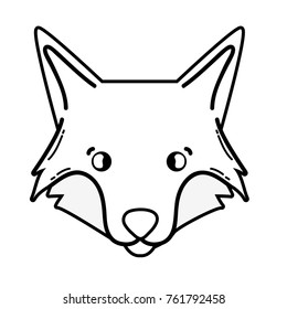 line cute fox head wild animal vector illustration
