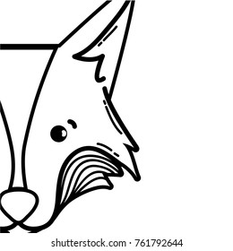 line cute fox head wild animal vector illustration