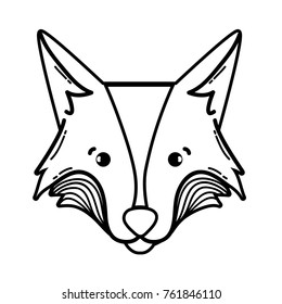 line cute fox head wild animal vector illustration