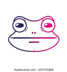 line cute frog head wild animal