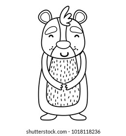 line cute and happy bear wild animal