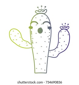 line cute happy cactus plant