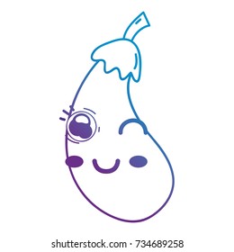 line cute happy eggplant vegetable