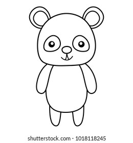 line cute and happy panda wild animal