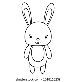 line cute and happy rabbit wild animal