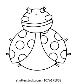 line cute ladybug insect animal with wings