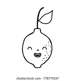 line cute lemon kawaii smile fruit
