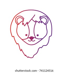 line cute lion head wild animal
