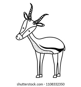 line cute male deer wild animal