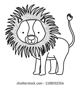 line cute male lion wild animal
