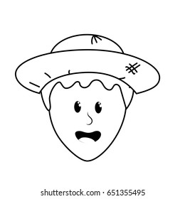 line cute man face with hat
