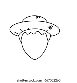 line cute man face with hat