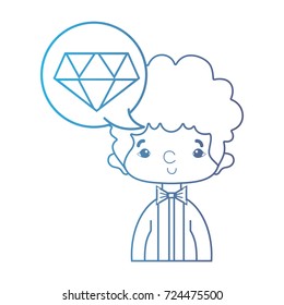 line cute man with hairstyle and chat bubble