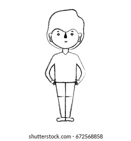 line cute man with hairstyle design