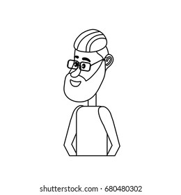 line cute man with hairstyle design and clothes