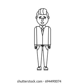 line cute man with hairstyle design