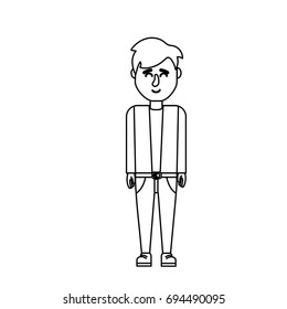 line cute man with hairstyle design
