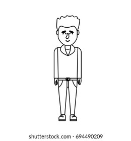 line cute man with hairstyle design