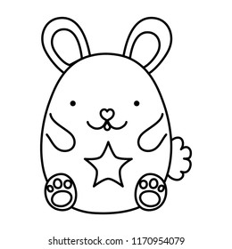 line cute mouse animal with star design