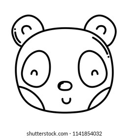 line cute panda head wild animal