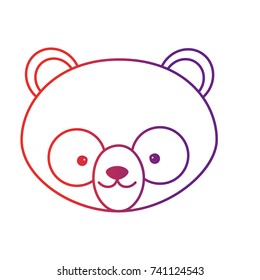 line cute panda head wild animal