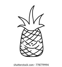 line cute pineapple kawaii happy fruit