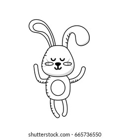 line cute rabbit boy wild animal character