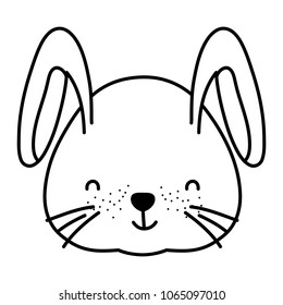 line cute rabbit head wild animal