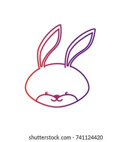 line cute rabbit head wild animal