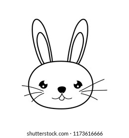 line cute rabbit male head animal