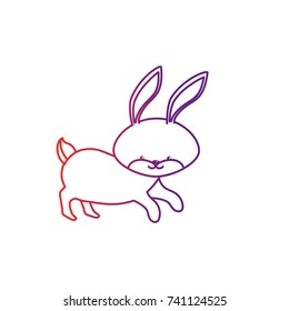 line cute rabbit wild animal icon