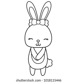 line cute and shy rabbit female wild animal
