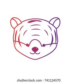 line cute tiger head wild animal