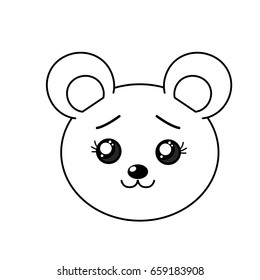 line cute wild animal face with expression