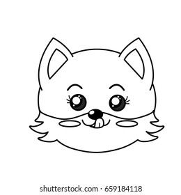 line cute wild animal face with expression