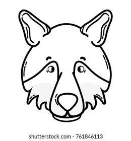 line cute wolf head wild animal vector illustration