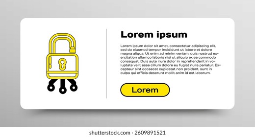 Line Cyber security icon isolated on white background. Closed padlock on digital circuit board. Safety concept. Digital data protection. Colorful outline concept. Vector