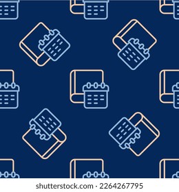 Line Daily paper notepad icon isolated seamless pattern on blue background.  Vector