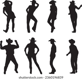 Line Dancing Silhouette Vector Graphic Pack