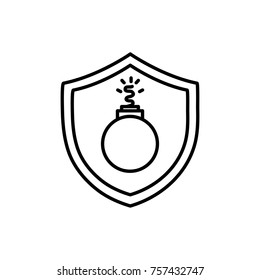line dangerous bomb inside security shield object