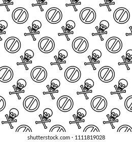 line darger skull symbol and forbidden sign background