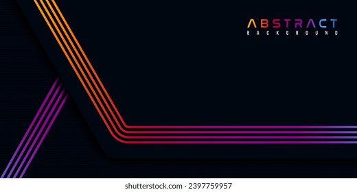 Line dark blue abstract background with bright color element