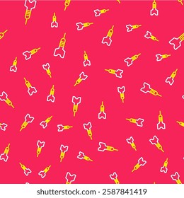 Line Dart arrow icon isolated seamless pattern on red background.  Vector