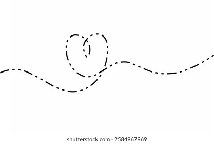 Line dashes heart. Love shaped made from line dashes 
