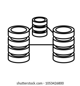 line data center network server technology vector illustration