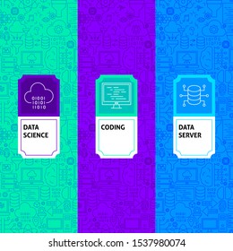 Line Data Science Package Labels. Vector Illustration of Outline Design.