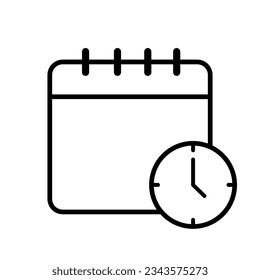 Line of date and time I con concept on white background.