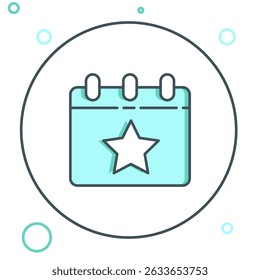Line Day calendar with date July 4 icon isolated on white background. USA Independence Day. 4th of July. Colorful outline concept. Vector