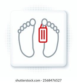 Line Dead body with an identity tag attached in the feet in a morgue of a hospital icon isolated on white background. Colorful outline concept. Vector