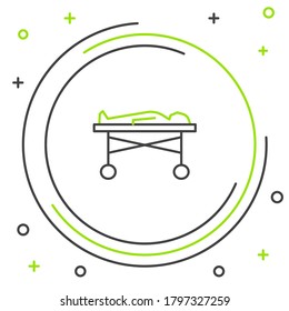 Line Dead body in the morgue icon isolated on white background. Colorful outline concept. Vector